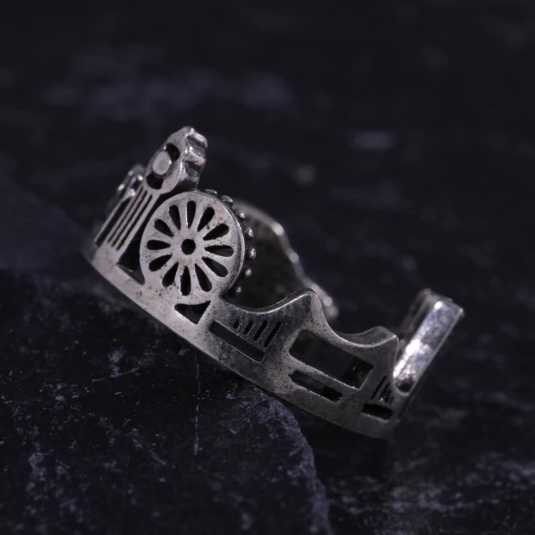 925 Silver Vintage City Model Ring Adjustable Opening Index Ring